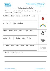 Worksheets for kids - writing_sentences-using_question_marks